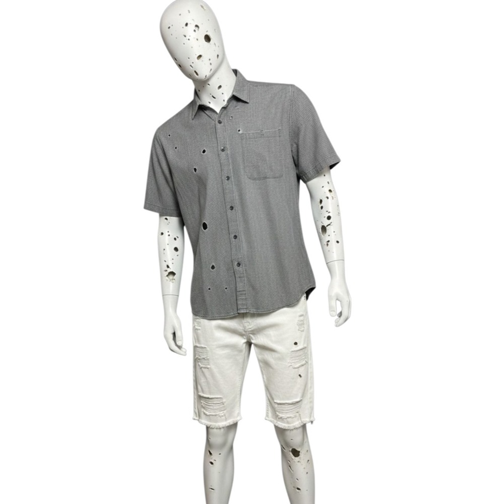 The North Face Shirt Men's L Grid Check Ripstop Modal Blend Distressed Workwear
